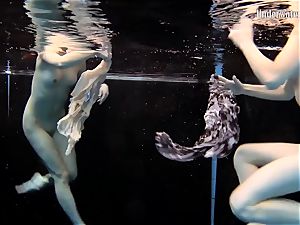 two nymphs swim and get nude wondrous
